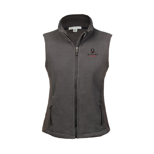 Womens Charcoal Fleece Full Zip Vest-Official Logo