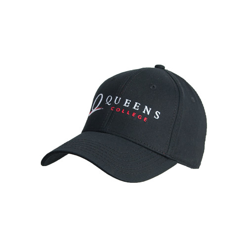 Black Structured Adjustable Pro Style Hat-Queens College Stacked