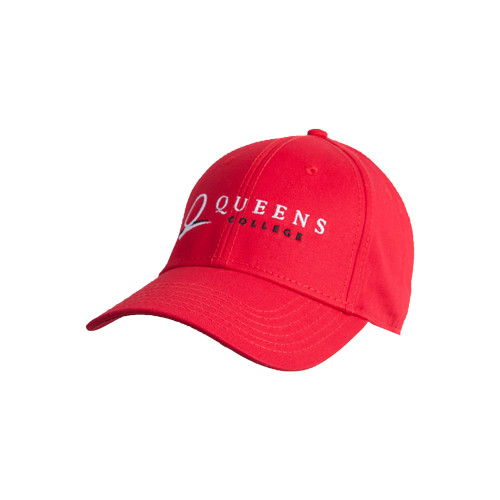 Red Structured Adjustable Pro Style Hat-Queens College Stacked
