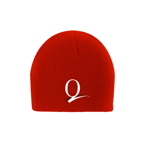 Red Knit Beanie-Q Logo