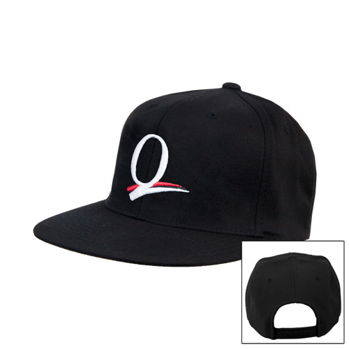 Black Flat Bill Snapback Hat-Q Logo