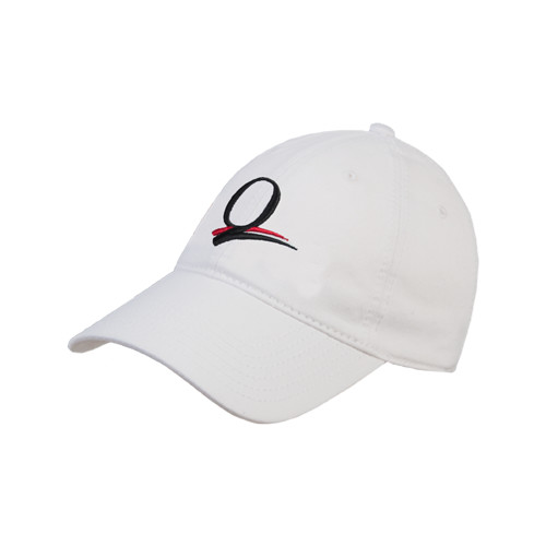 White Unstructured Adjustable Low Profile Hat-Q Logo