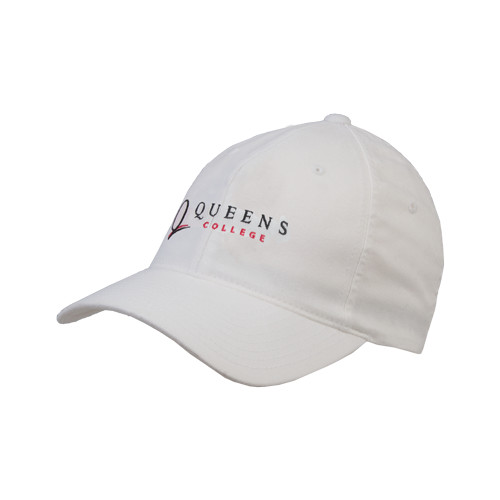 White Flexfit Structured Low Profile Hat-Queens College Stacked