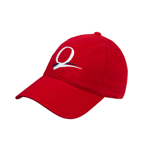 Red Unstructured Adjustable Low Profile Hat-Q Logo