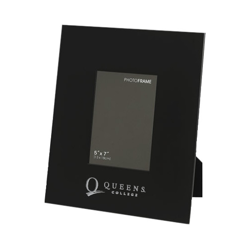 Black Metal 5 x 7 Photo Frame-Queens College Stacked Engraved