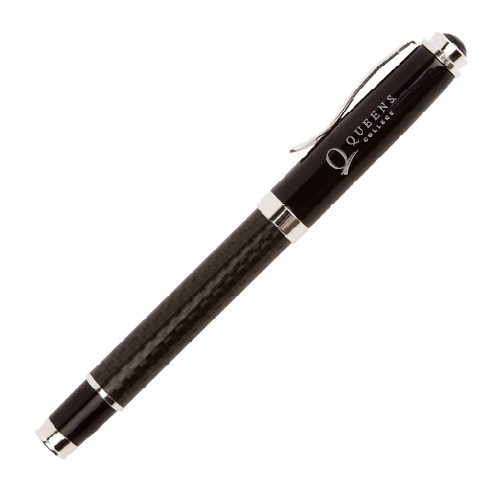 Luna Black Rollerball Pen-Queens College Stacked Engraved