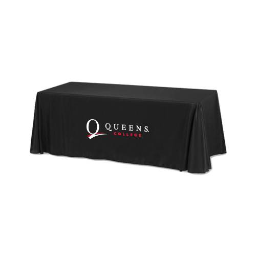 Black 6 foot Table Throw-Queens College Stacked