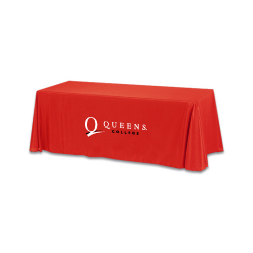 Red 6 foot Table Throw-Queens College Stacked
