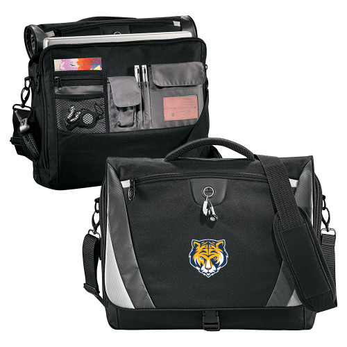 Black/Grey Slope Computer Messenger Bag-Mascot Head