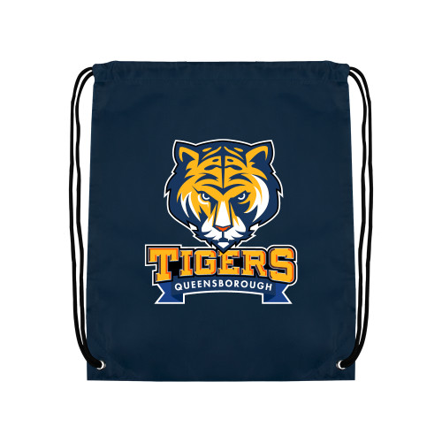 Navy Drawstring Backpack-Mascot head wordmark