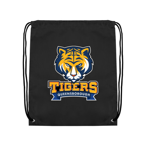 Black Drawstring Backpack-Mascot head wordmark