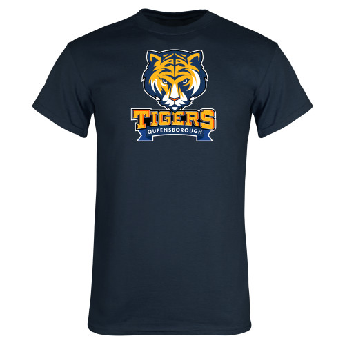 Navy T Shirt-Mascot head wordmark