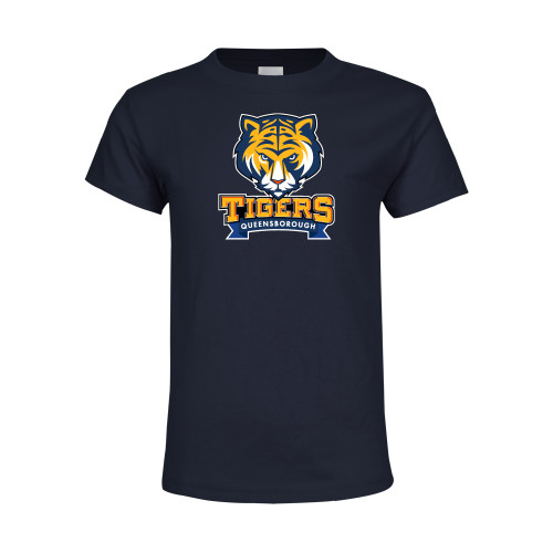 Youth Navy T Shirt-Mascot head wordmark