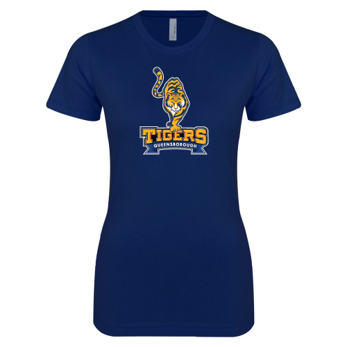 Next Level Womens Navy Boyfriend Tee-Tiger Queensborough