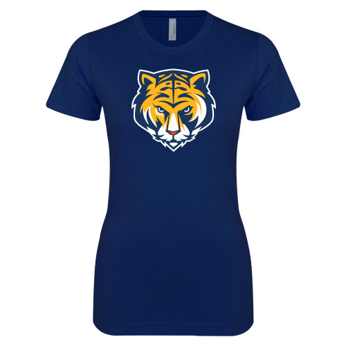 Next Level Womens Navy Boyfriend Tee-Mascot Head