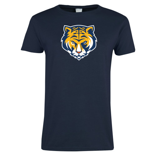 Womens Short Sleeve Navy Tee-Mascot Head