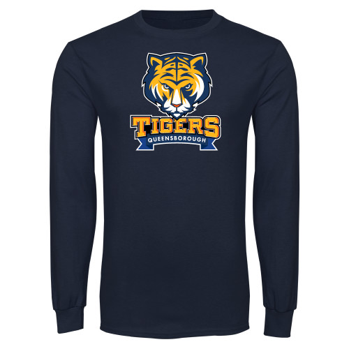Navy Long Sleeve T-Shirt-Mascot head wordmark