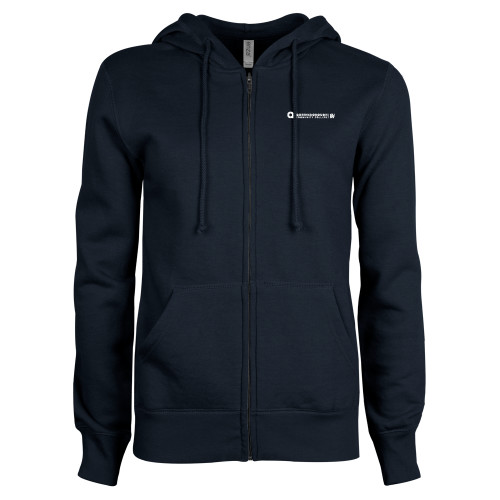 ENZA Womens Navy Fleece Full Zip Hoodie-Primary Logo