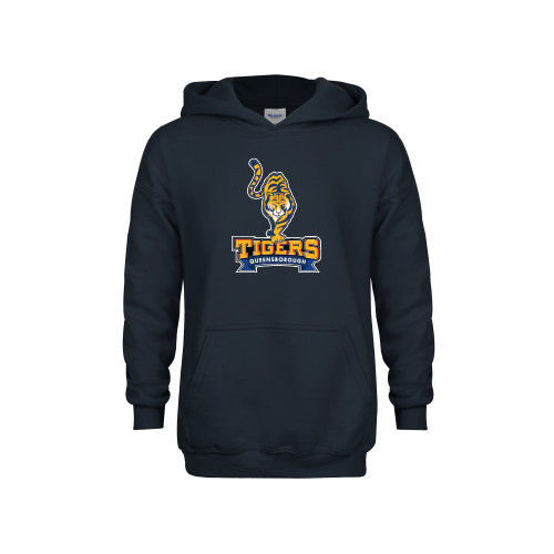 Youth Navy Fleece Hoodie-Tiger Queensborough