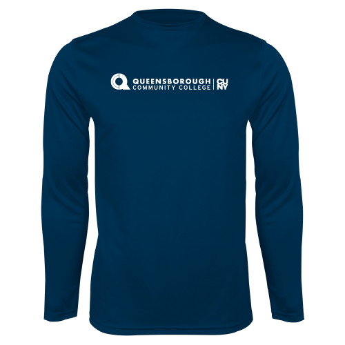 Navy Performance Long Sleeve Shirt-Primary Logo