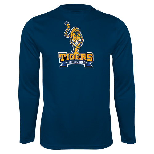 Navy Performance Long Sleeve Shirt-Tiger Queensborough