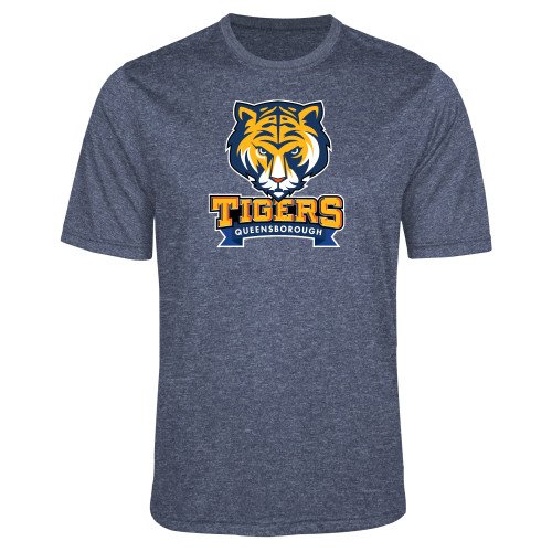 Navy Heather Performance Contender Tee-Mascot head wordmark