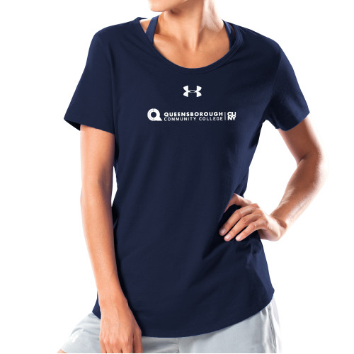 Under Armour Womens Navy Charged Cotton Tee-Primary Logo