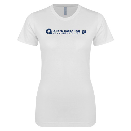 Next Level Womens White Boyfriend Tee-Primary Logo