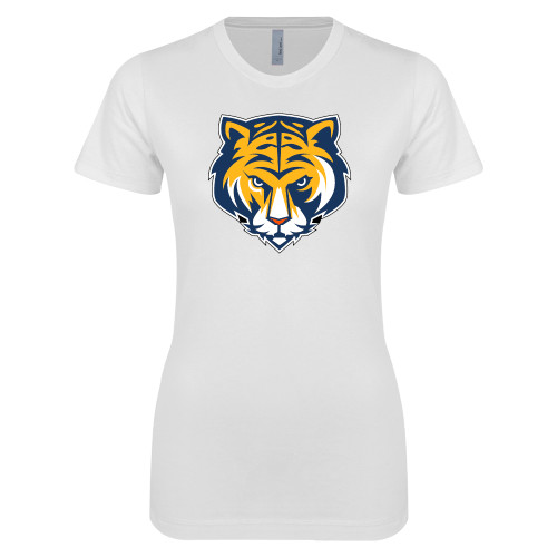 Next Level Womens White Boyfriend Tee-Mascot Head