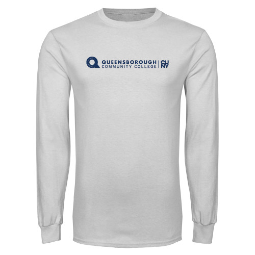 White Long Sleeve T Shirt-Primary Logo