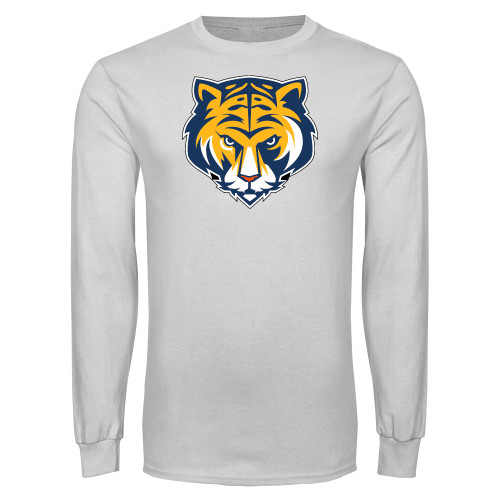 White Long Sleeve T Shirt-Mascot Head