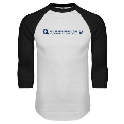 White/Black Raglan Baseball T Shirt-Primary Logo