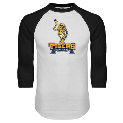 White/Black Raglan Baseball T Shirt-Tiger Queensborough
