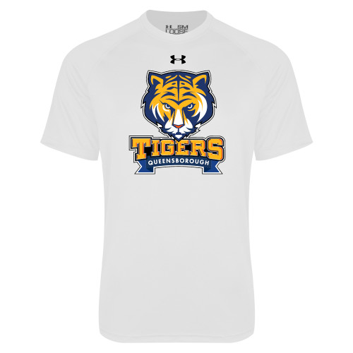 Under Armour White Tech Tee-Mascot head wordmark