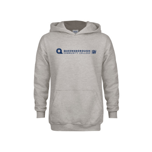 Youth Grey Fleece Hood-Primary Logo