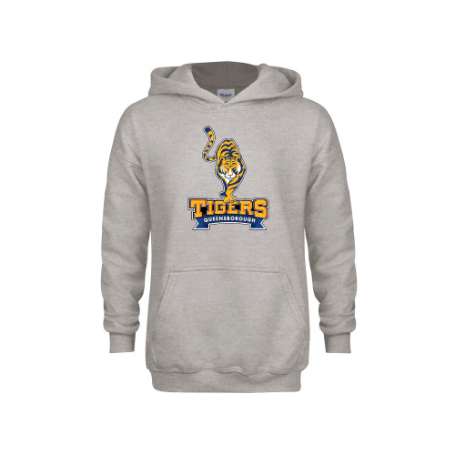Youth Grey Fleece Hood-Tiger Queensborough