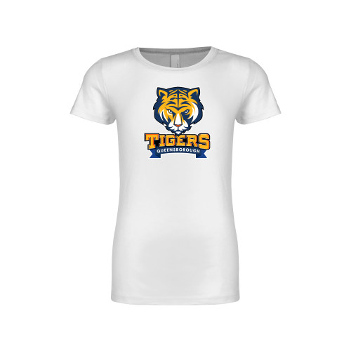 Next Level Girls White Fashion Fit T Shirt-Mascot head wordmark