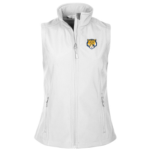 Womens White Core Softshell Vest-Mascot Head