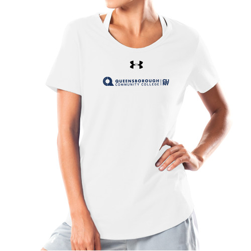 Under Armour Womens White Charged Cotton Tee-Primary Logo