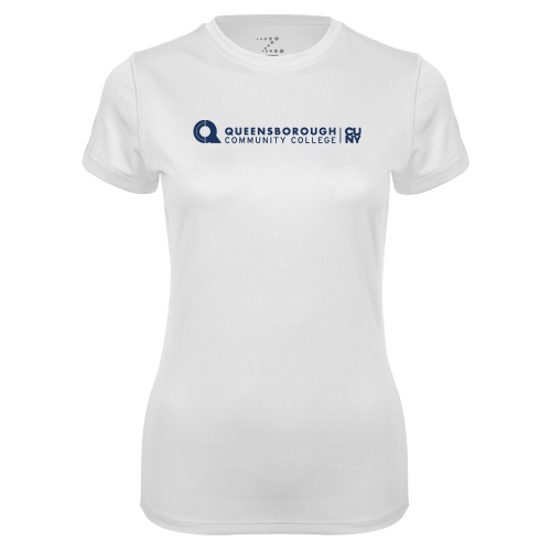 Womens White Performance Tee-Primary Logo