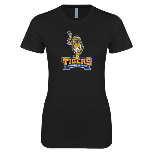 Next Level Womens Black Boyfriend Tee-Tiger Queensborough