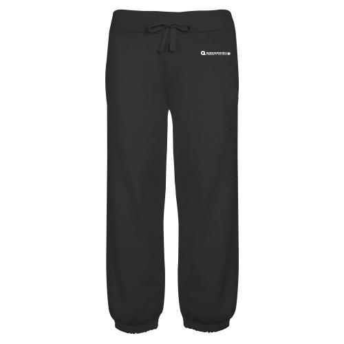 ENZA Womens Black Banded Fleece Capri-Primary Logo