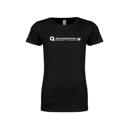 Next Level Girls Black Fashion Fit T Shirt-Primary Logo