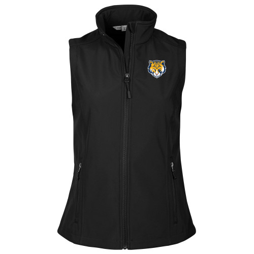 Womens Black Core Softshell Vest-Mascot Head