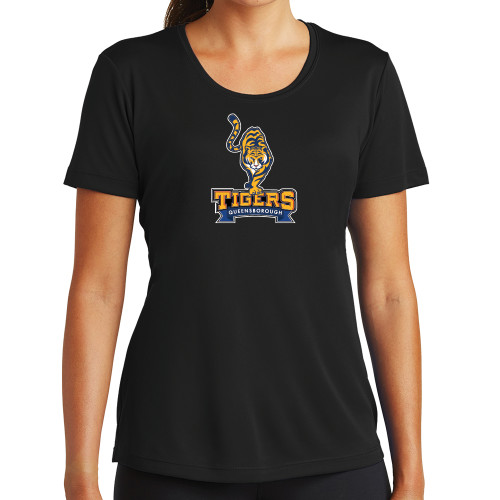 Womens Black Performance Tee-Tiger Queensborough