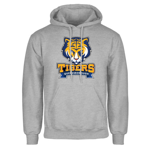 Grey Fleece Hoodie-Mascot head wordmark