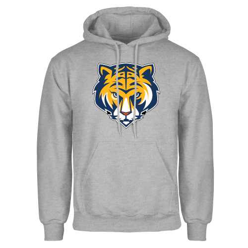 Grey Fleece Hoodie-Mascot Head