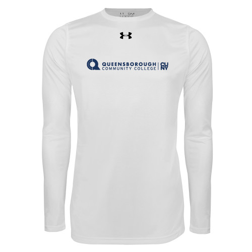 Under Armour White Long Sleeve Tech Tee-Primary Logo
