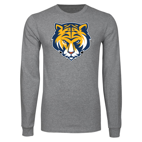 Grey Long Sleeve T Shirt-Mascot Head