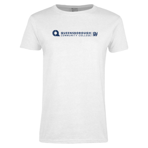 Womens White Short Sleeve Tee-Primary Logo